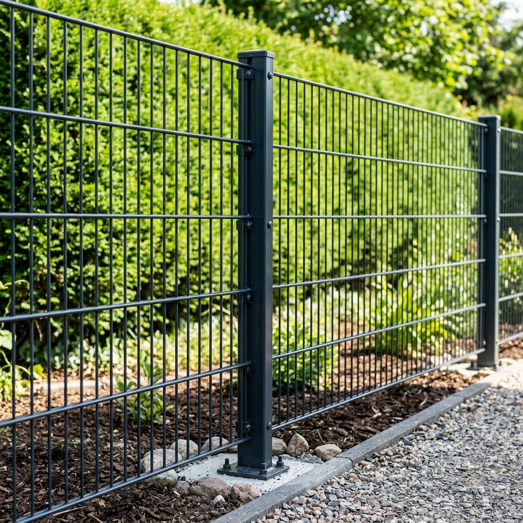 Double wire mesh fence installation M&U Team